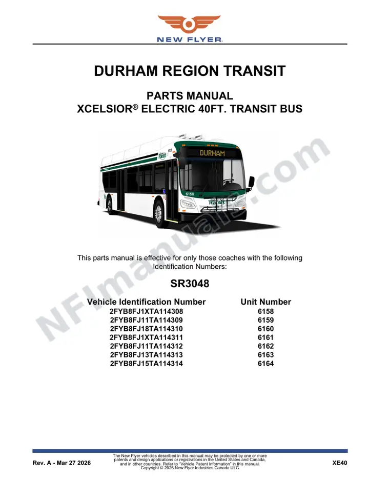 SR3048 Parts Manual, Durham Region Transit first-page preview