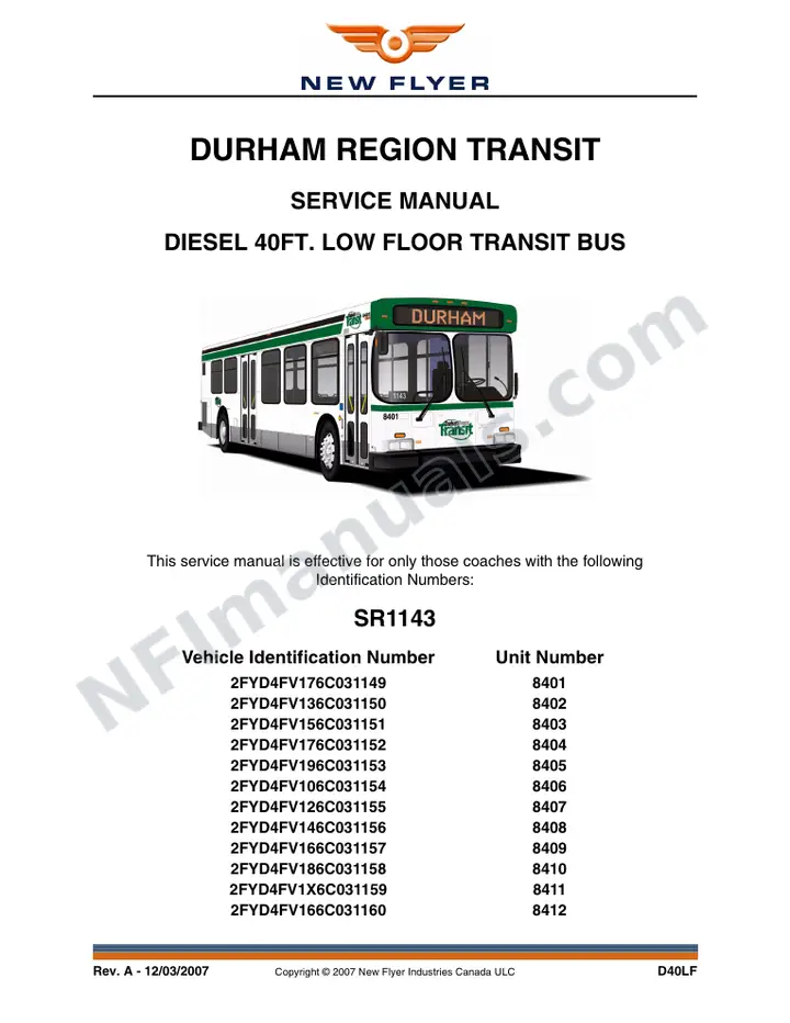 SR1143 Service Manual, Durham Region Transit first-page preview