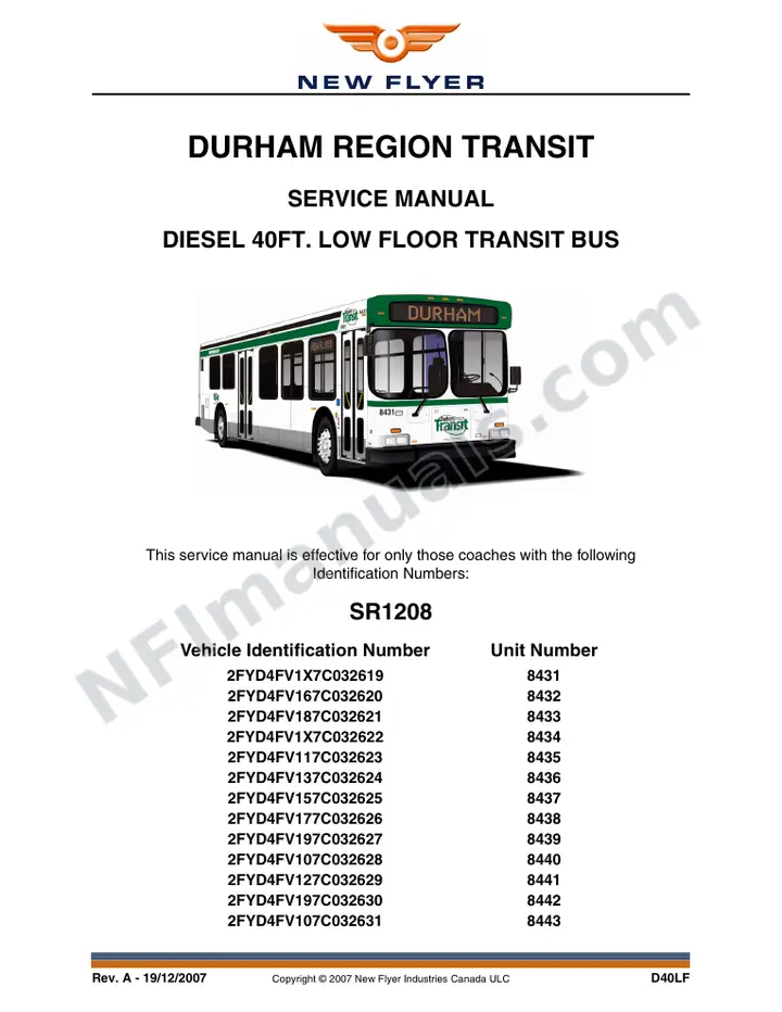 SR1208 Service Manual, Durham Region Transit first-page preview