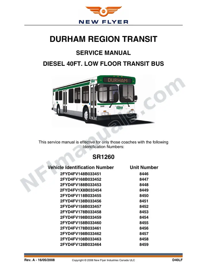 SR1260 Service Manual, Durham Region Transit first-page preview