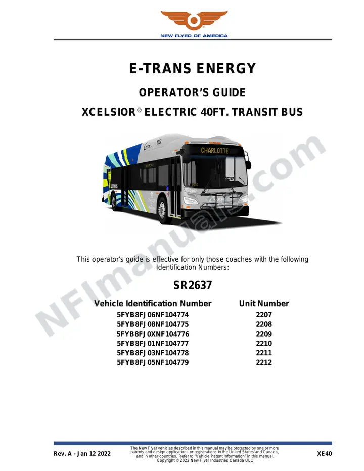 New Flyer XE40 Manual Package - E-TRANS Energy included manual preview