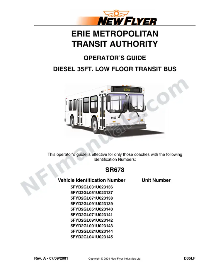 SR678 Operator's Guide, Erie Metropolitan Transit Authority first-page preview