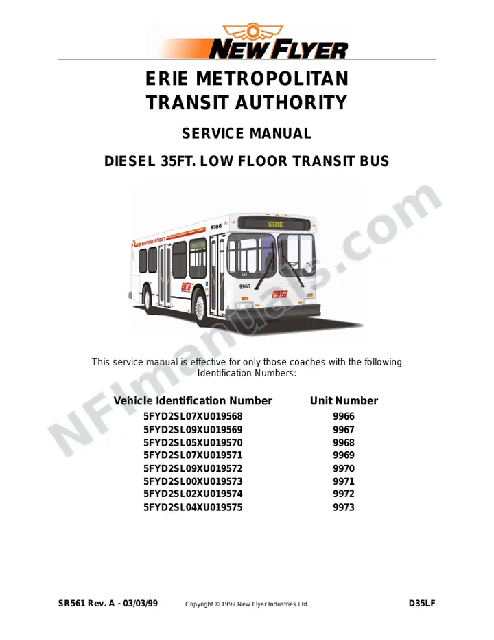 SR561 Service Manual, Erie Metropolitan Transit Authoriry first-page preview