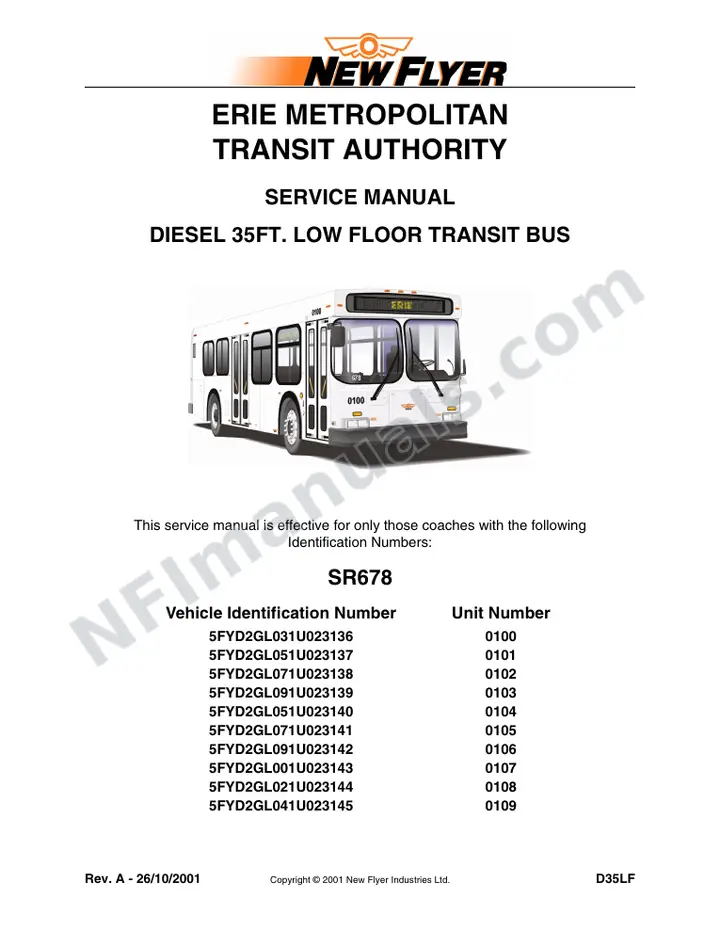 SR678 Service Manual, Erie Metropolitan Transit Authority first-page preview