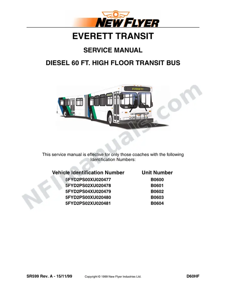 SR599 Service Manual, Everett Transit first-page preview