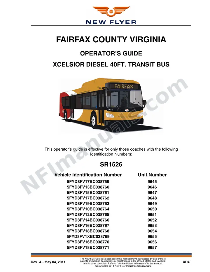 New Flyer XD40 Manual Package - Fairfax Connector included manual preview