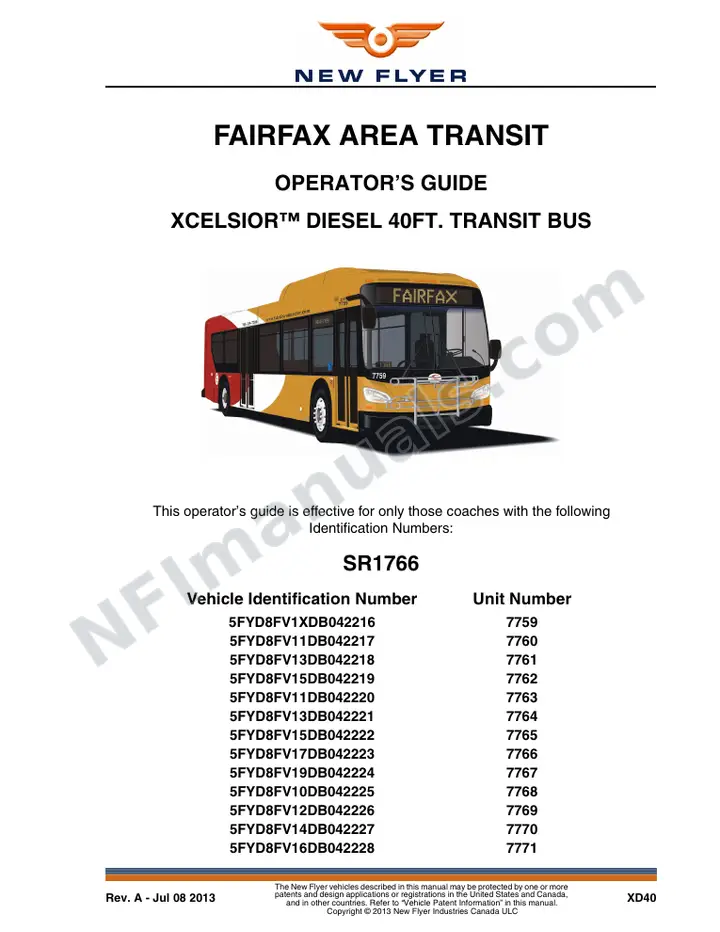 SR1766 Operator's Guide, Fairfax Area Transit first-page preview