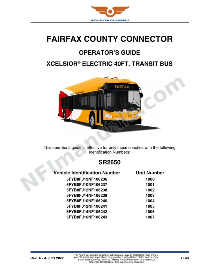 New Flyer XE40 Manual Package - Fairfax Connector included manual preview
