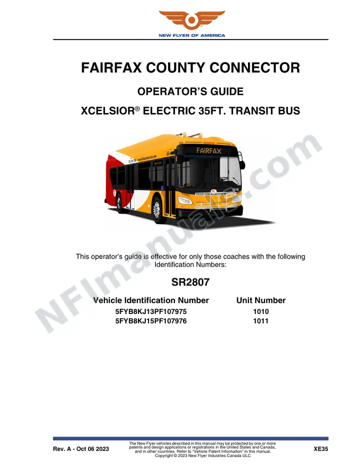 New Flyer XE35 Manual Package - Fairfax Connector included manual preview