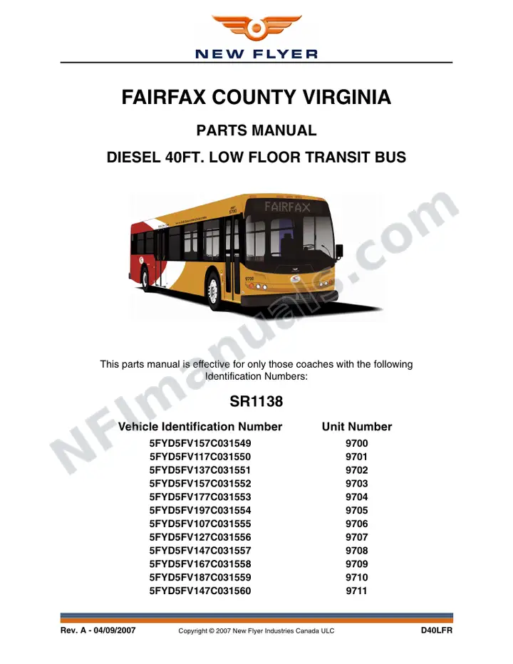 SR1138 Parts Manual, Fairfax County Virginia first-page preview