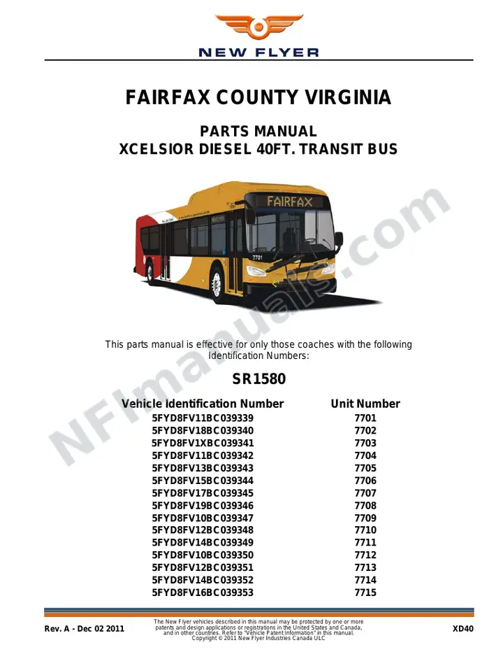 SR1580 Parts Manual, Fairfax County Virginia first-page preview