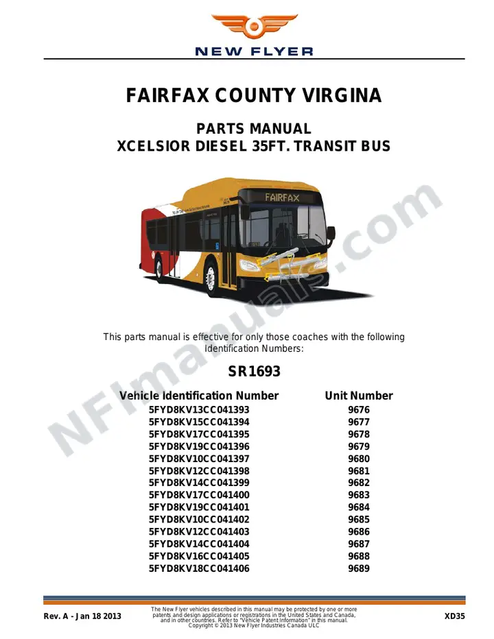 SR1693 Parts Manual, Fairfax County Virgina first-page preview