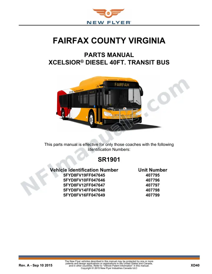 SR1901 Parts Manual, Fairfax County Virginia first-page preview