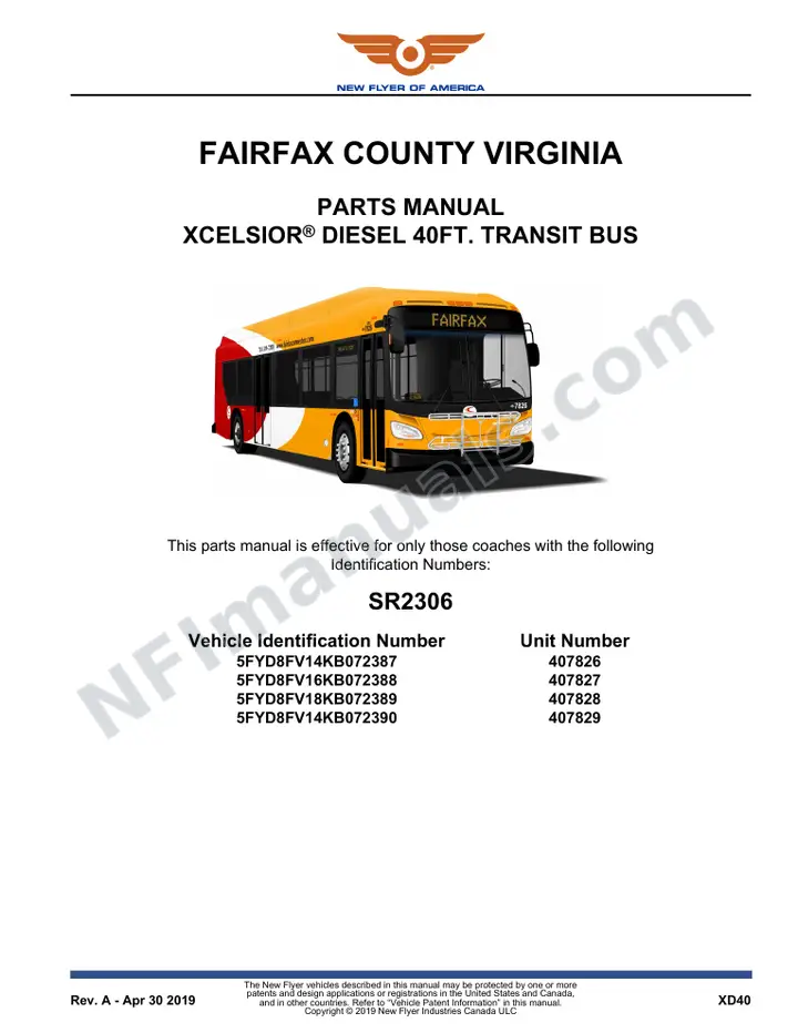 SR2306 Parts Manual, Fairfax County Virginia first-page preview