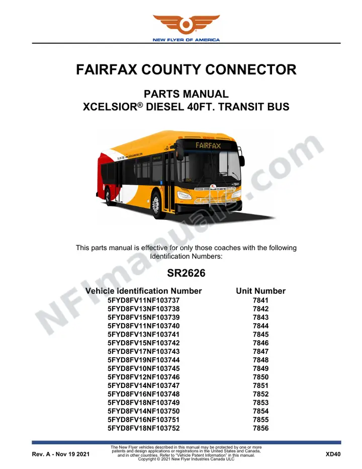 SR2626 Parts Manual, Fairfax County Connector first-page preview