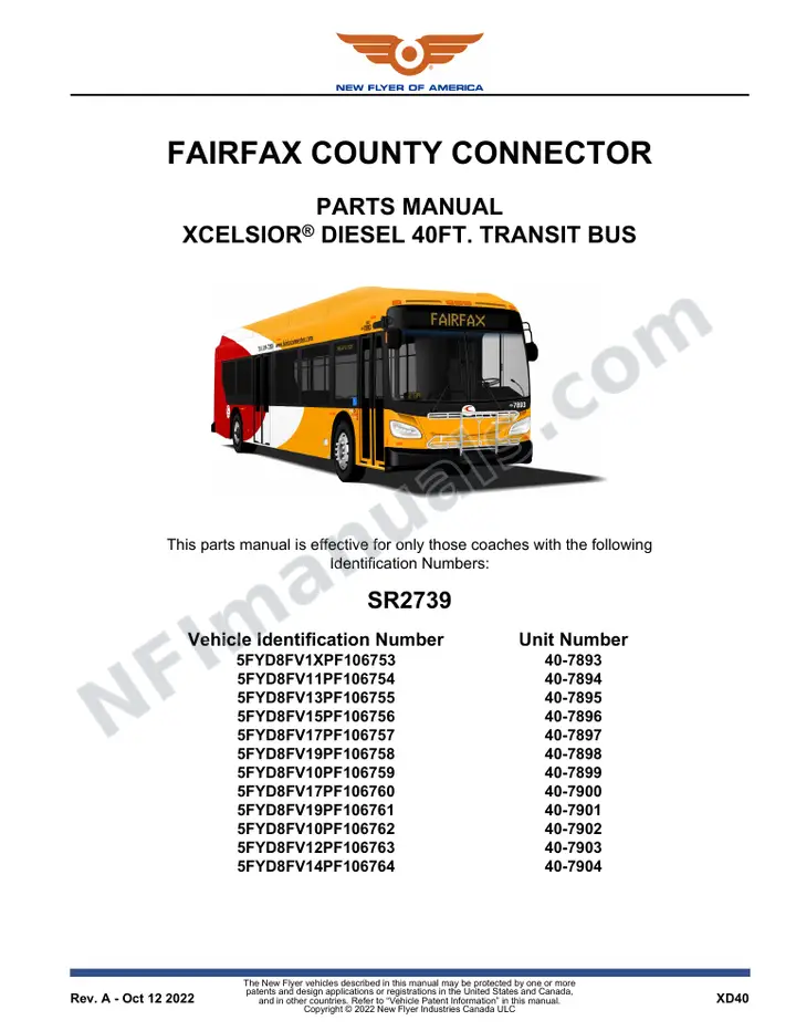 SR2739 Parts Manual, Fairfax County Connector first-page preview