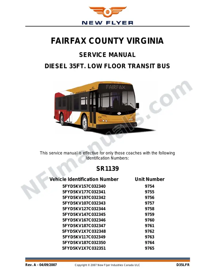 SR1139 Service Manual, Fairfax County Virginia first-page preview