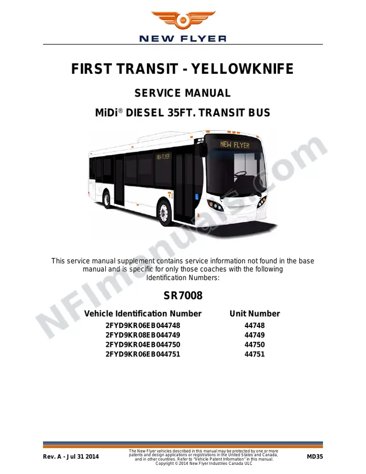 New Flyer MD35 Manual Package - First Transit - Yellowknife included manual preview