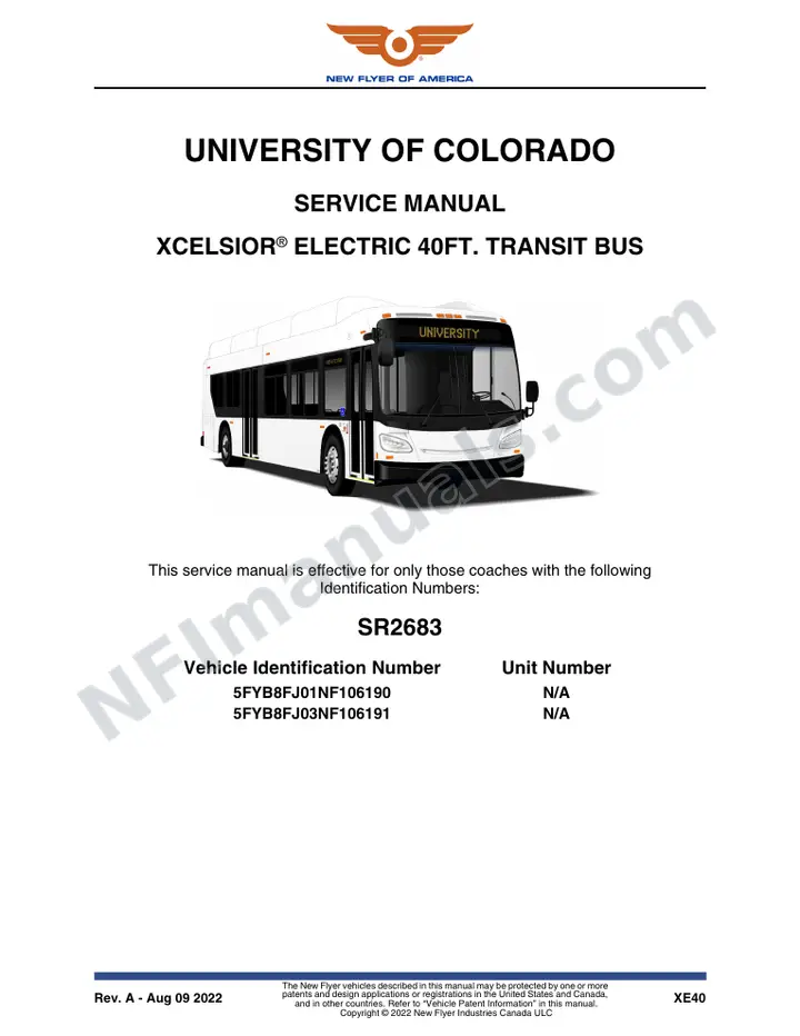 New Flyer XE40 Manual Package - Fleet Force included manual preview