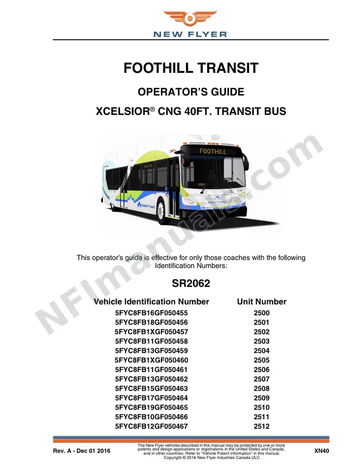 SR2062 Operator's Guide, Foothill Transit first-page preview