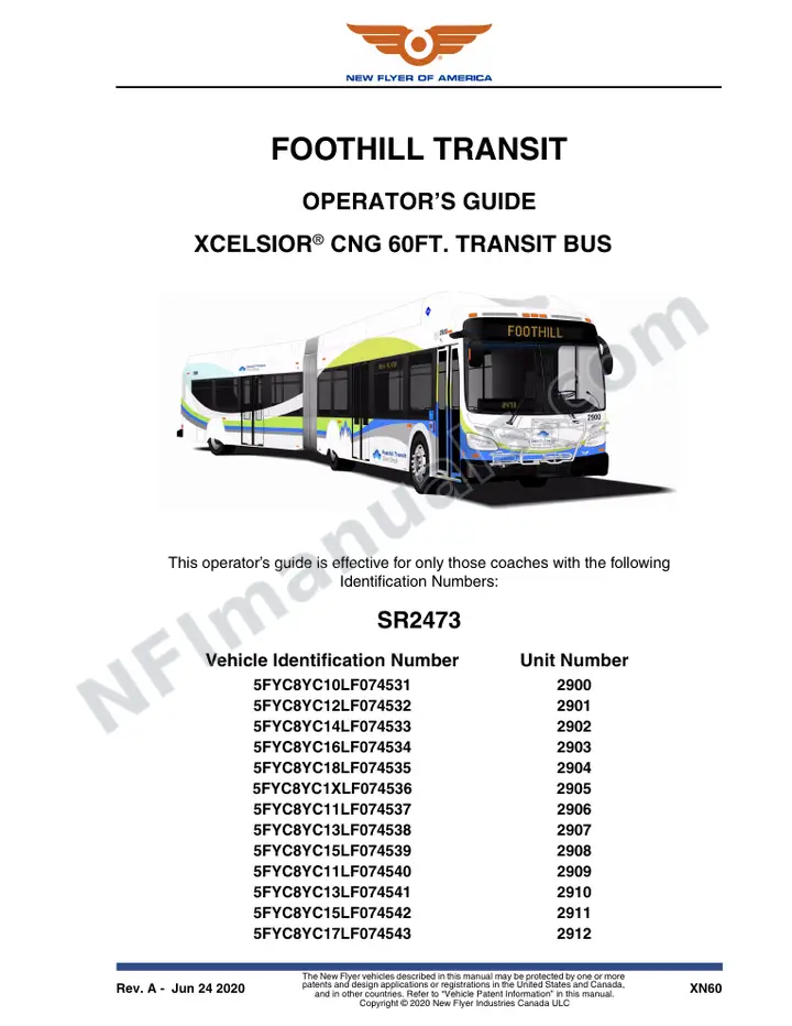 New Flyer XN60 Manual Package - Foothill Transit included manual preview
