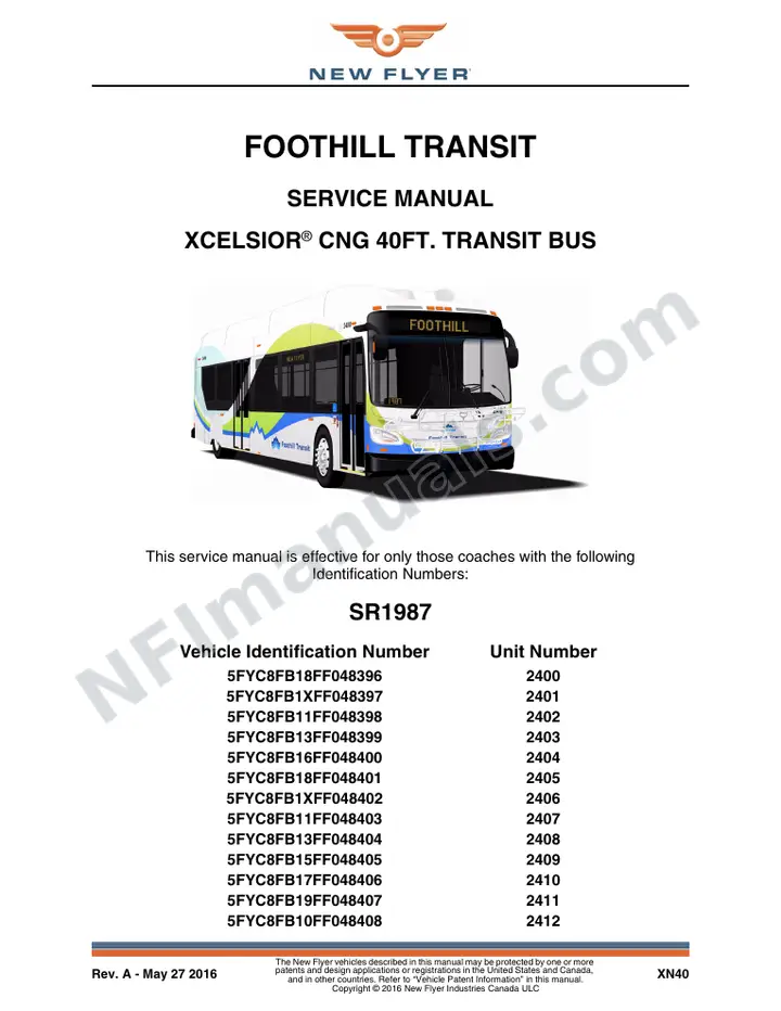 SR1987 Service Manual, Foothill Transit first-page preview