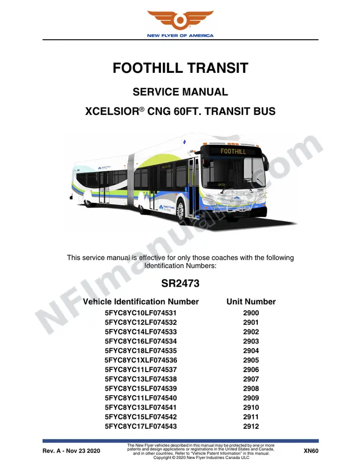 SR2473 Service Manual, Foothill Transit first-page preview