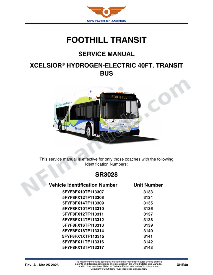 SR3028 Service Manual, Foothill Transit first-page preview