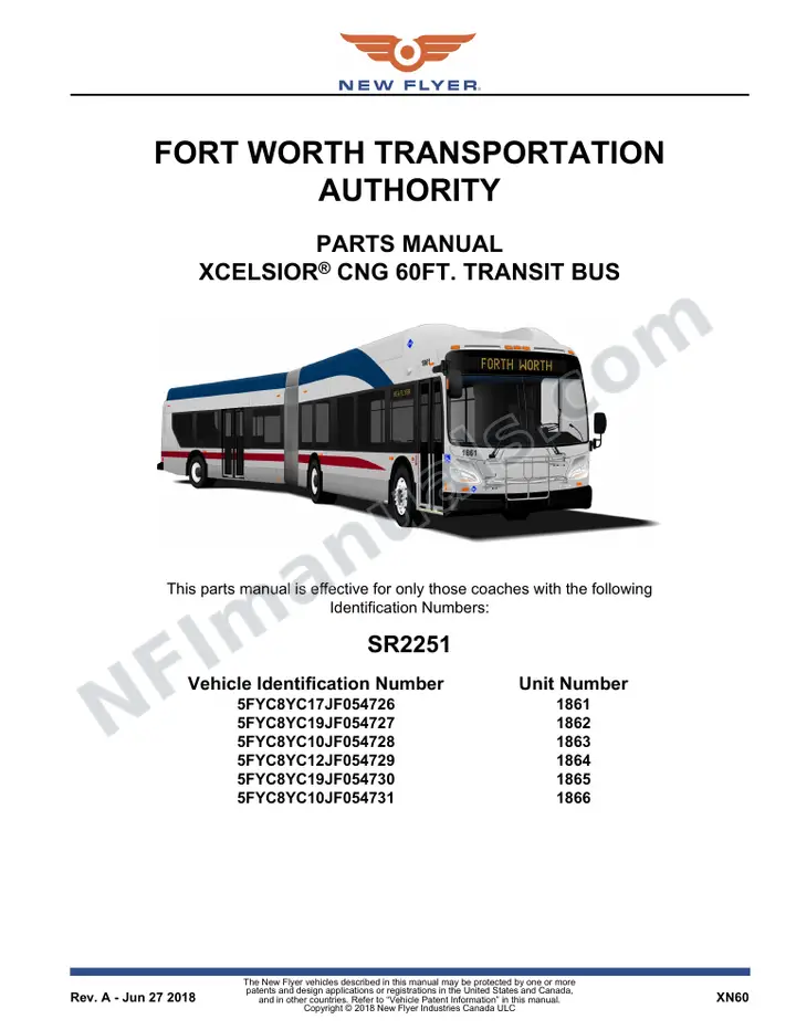 SR2251 Parts Manual, Fort Worth Transportation Authority first-page preview