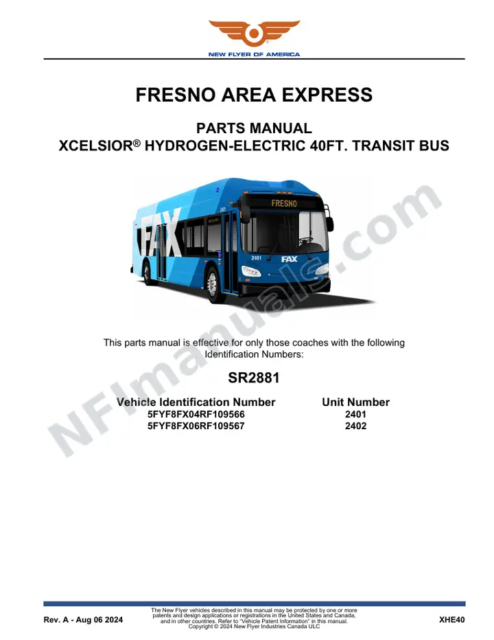 SR2881 Parts Manual, Fresno Area Express first-page preview