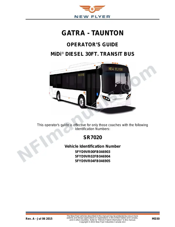 New Flyer MD30 Manual Package - GATRA - Taunton included manual preview