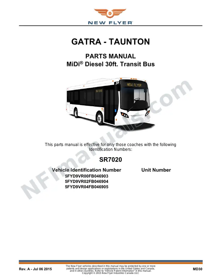 SR7020 Parts Manual, GATRA - Taunton first-page preview