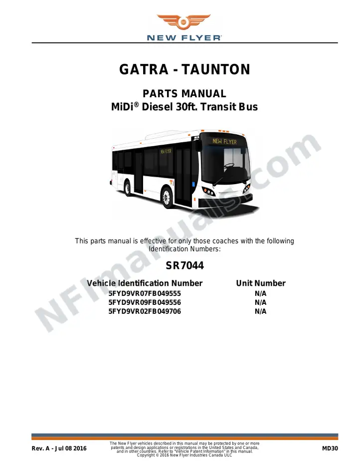 SR7044 Parts Manual, GATRA - Taunton first-page preview