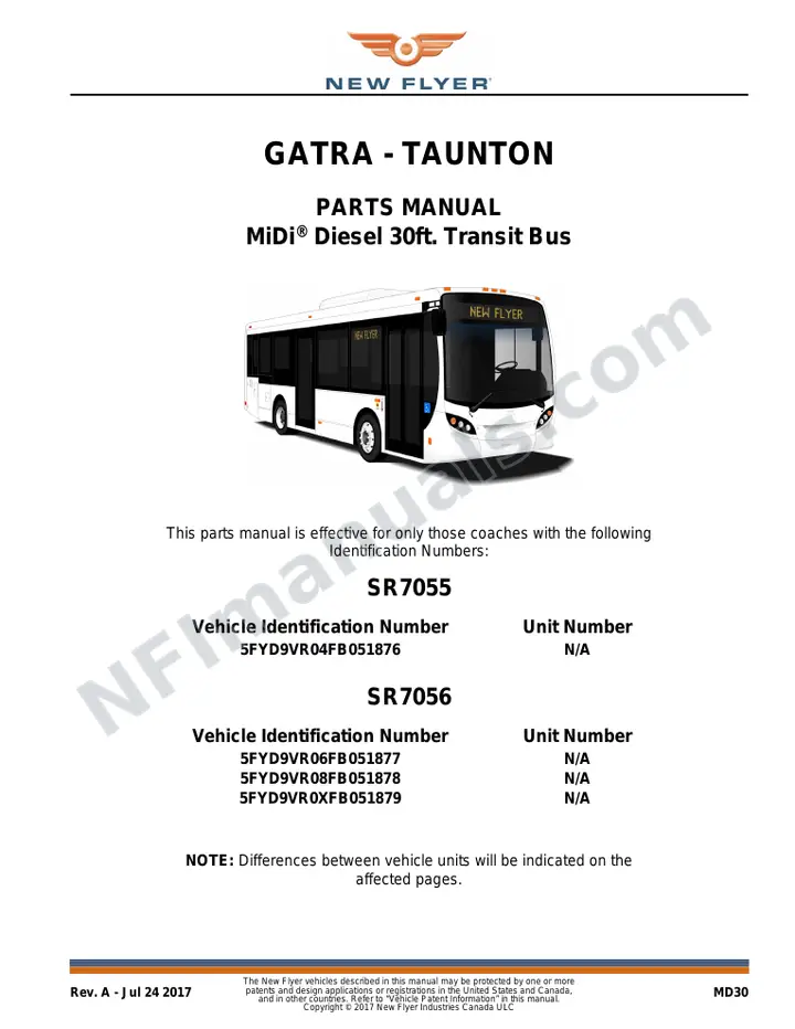 SR7055 Parts Manual, GATRA - Taunton first-page preview