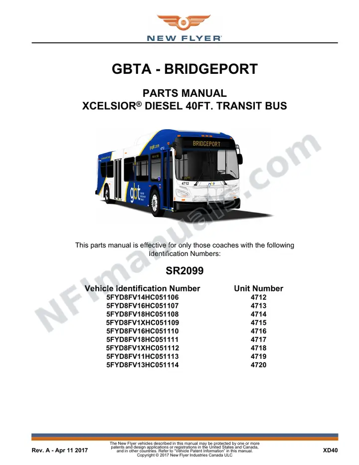 SR2099 Parts Manual, GBTA - Bridgeport first-page preview