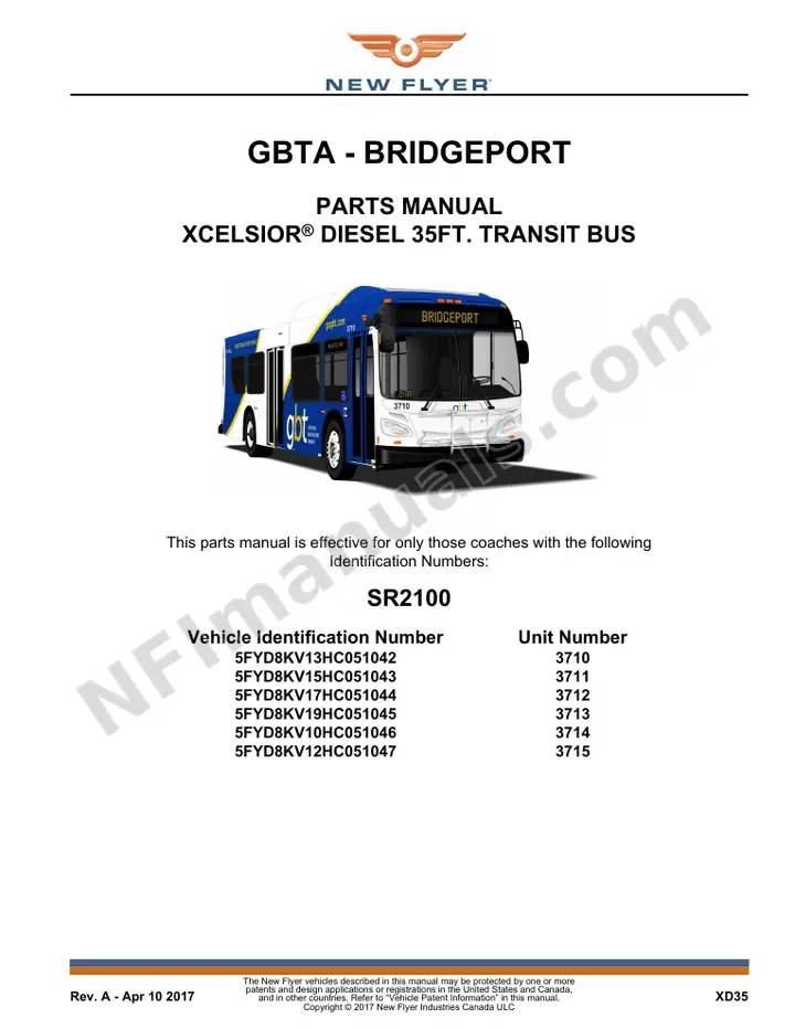 SR2100 Parts Manual, GBTA - Bridgeport first-page preview