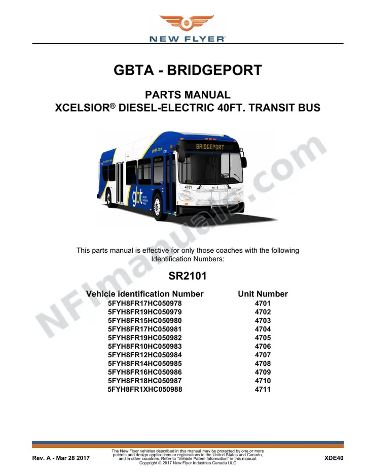 SR2101 Parts Manual, GBTA - Bridgeport first-page preview