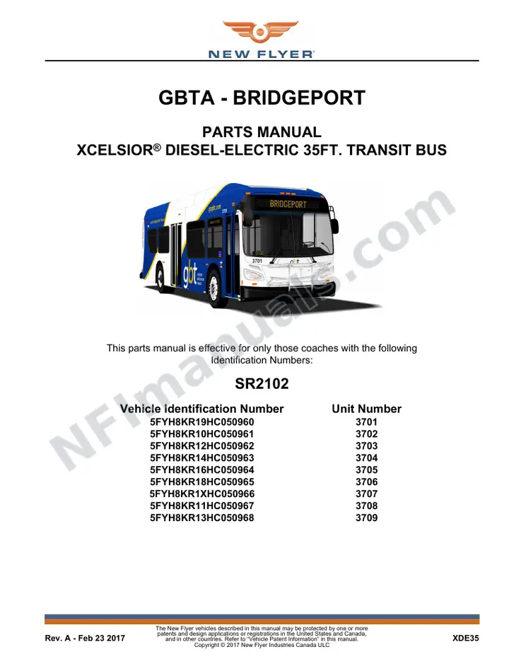 SR2102 Parts Manual, GBTA - Bridgeport first-page preview