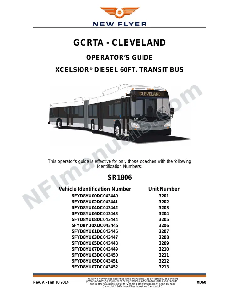 New Flyer XD60 Manual Package - GCRTA - Cleveland included manual preview