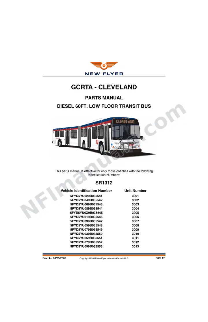 SR1312 Parts Manual, GCRTA - Cleveland first-page preview