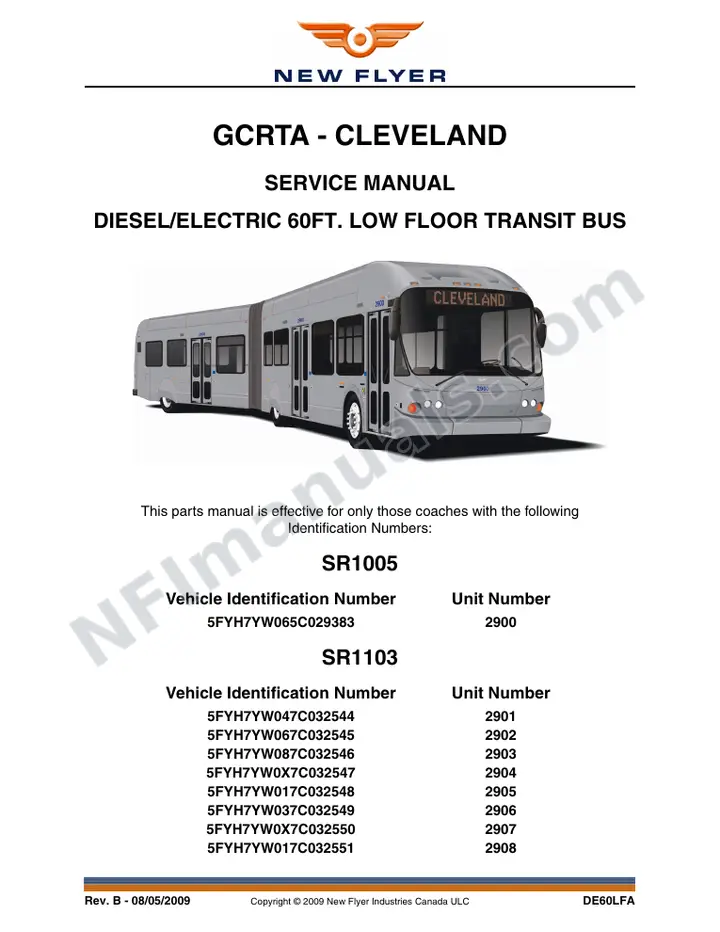 SR1005_1103 Service Manual, GCRTA - Cleveland first-page preview