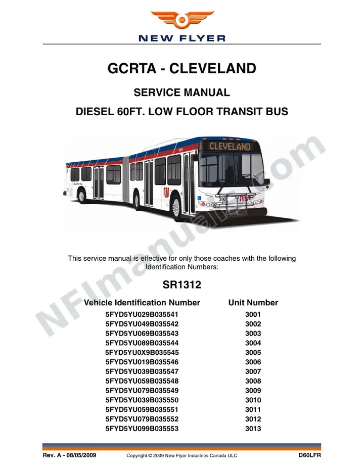 SR1312 Service Manual, GCRTA - Cleveland first-page preview