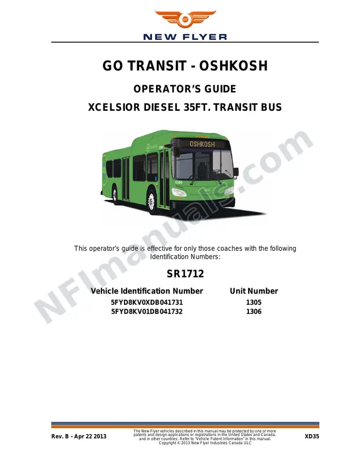 New Flyer XD35 Manual Package - GO Transit - Oshkosh included manual preview