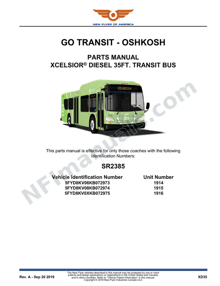 SR2385 Parts Manual, GO Transit - Oshkosh first-page preview