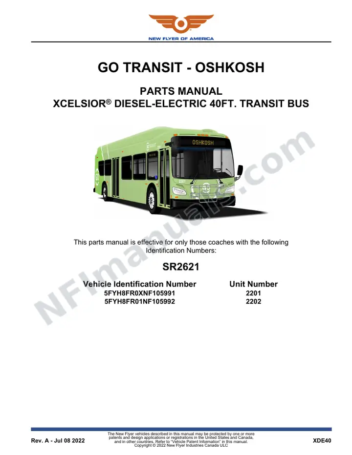SR2621 Parts Manual, GO Transit - Oshkosh first-page preview