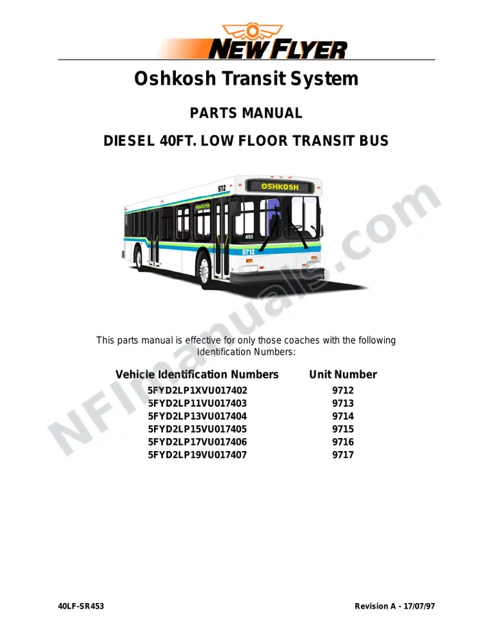 SR453 Parts Manual, Oshkosh Transit System first-page preview
