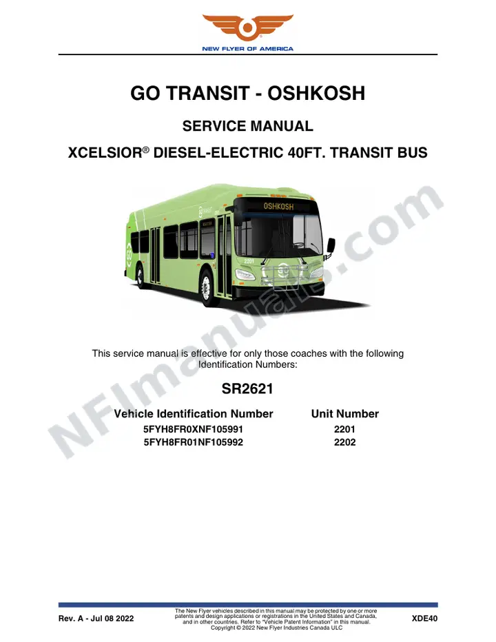 SR2621 Service Manual, GO Transit - Oshkosh first-page preview