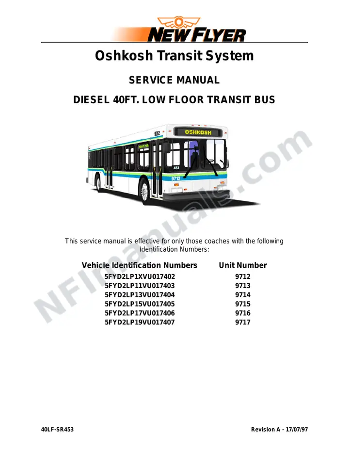 SR453 Service Manual, Oshkosh Transit System first-page preview
