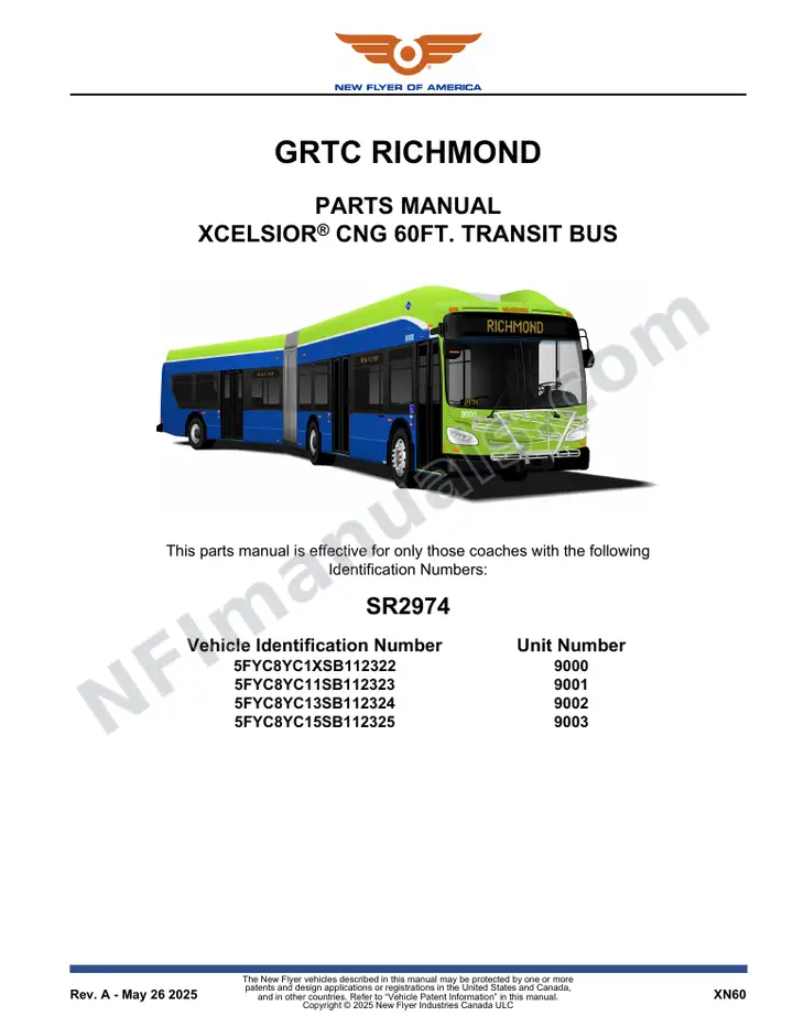 SR2974 Parts Manual, GRTC Richmond first-page preview