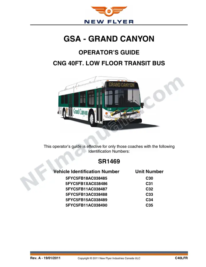 New Flyer C40LFR Manual Package - GSA - Grand Canyon included manual preview